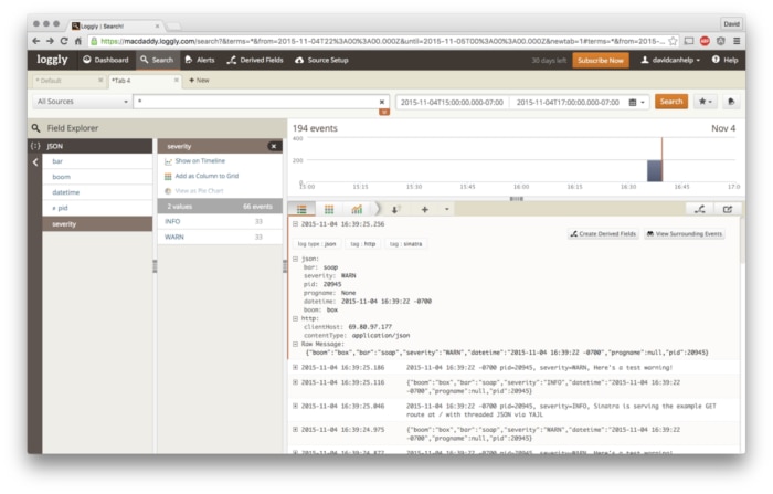 Navigating JSON Logs with Loggly Dynamic Field Explorer 1