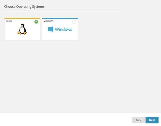 Selecting the Linux operating system AppOptics.