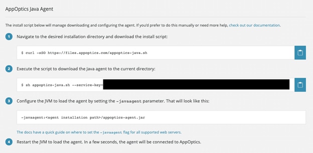 Installing the Java Agent to pull data for troubleshooting the memory leak.