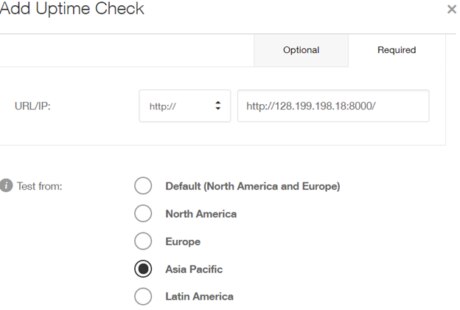 Selecting the timezone for the Pingdom uptime check