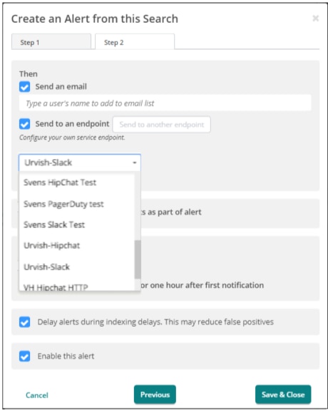 Sending alert notifications to an endpoint in SolarWinds Loggly.